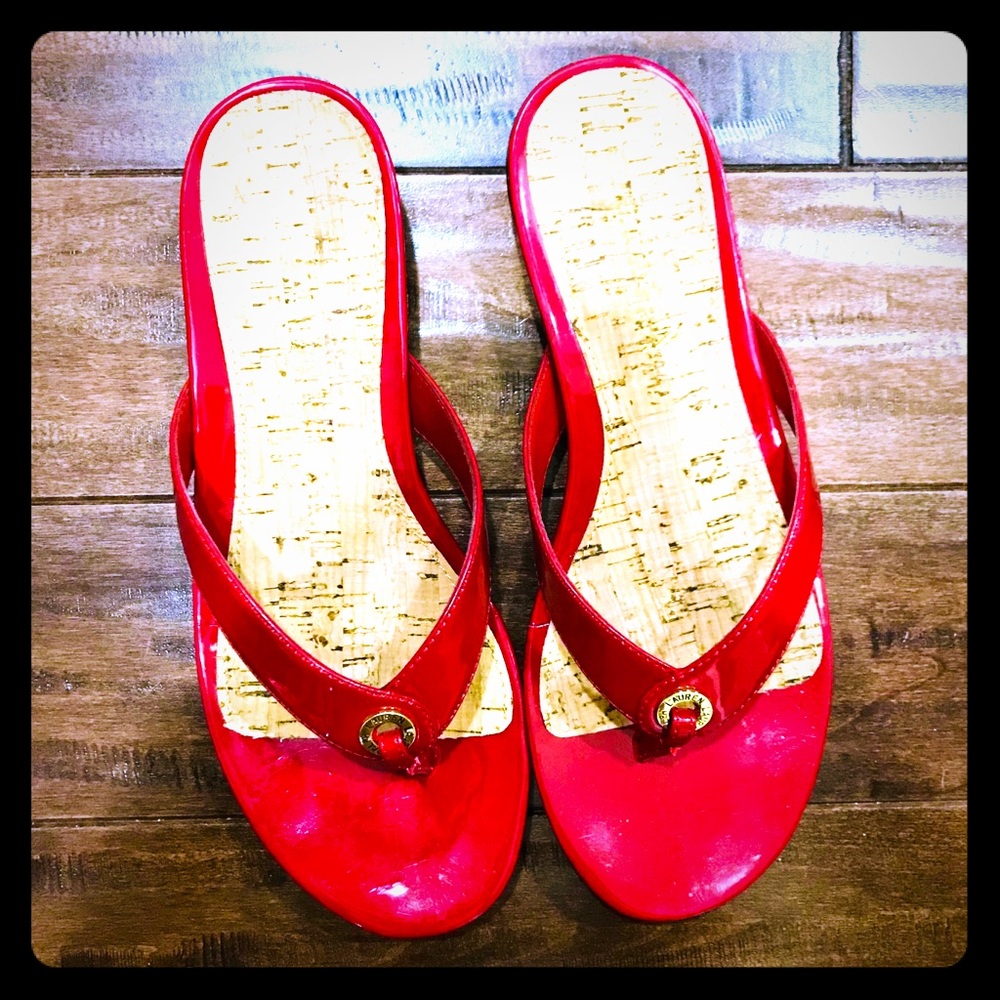 Ralph Lauren bright red patent leather sandal